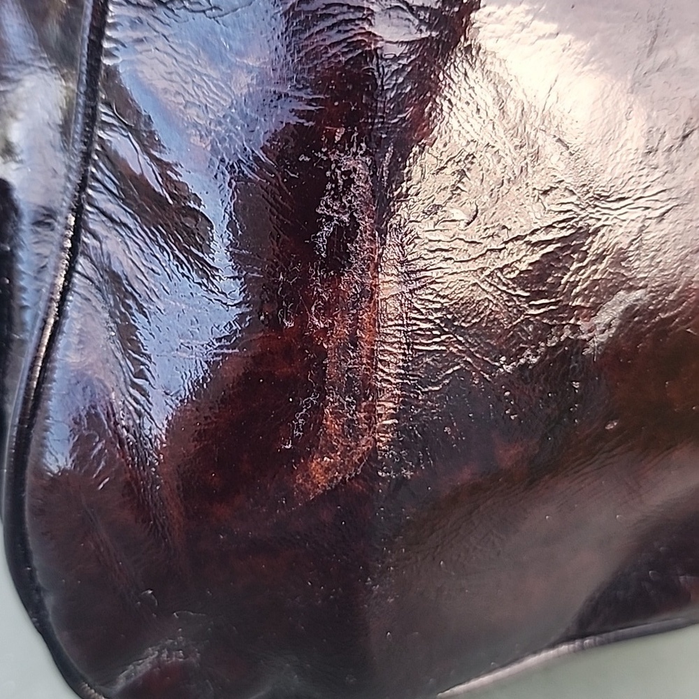 AUTHENTIC RARE FENDI Patent Leather Magic Burgundy Brown Bag - Picture 9 of 16